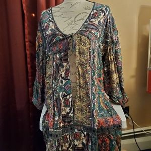 By Angie  long kimono boho with open lace